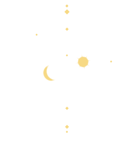 Das Logo der Glücksmacherei. Eine Lebensblume in feinen Strukturen mit Sonne und Mond.